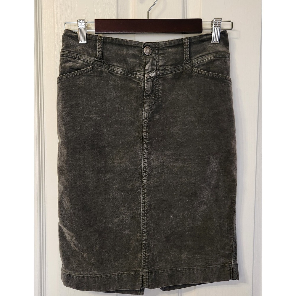 CLOSED Made in Italy Corduroy Trinity Pencil Skirt‎ Charcoal Gray Size 28